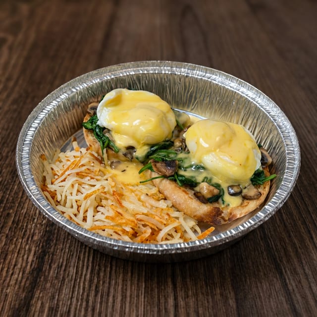 Baby Spinach and Sauteed Mushroom Benedict.