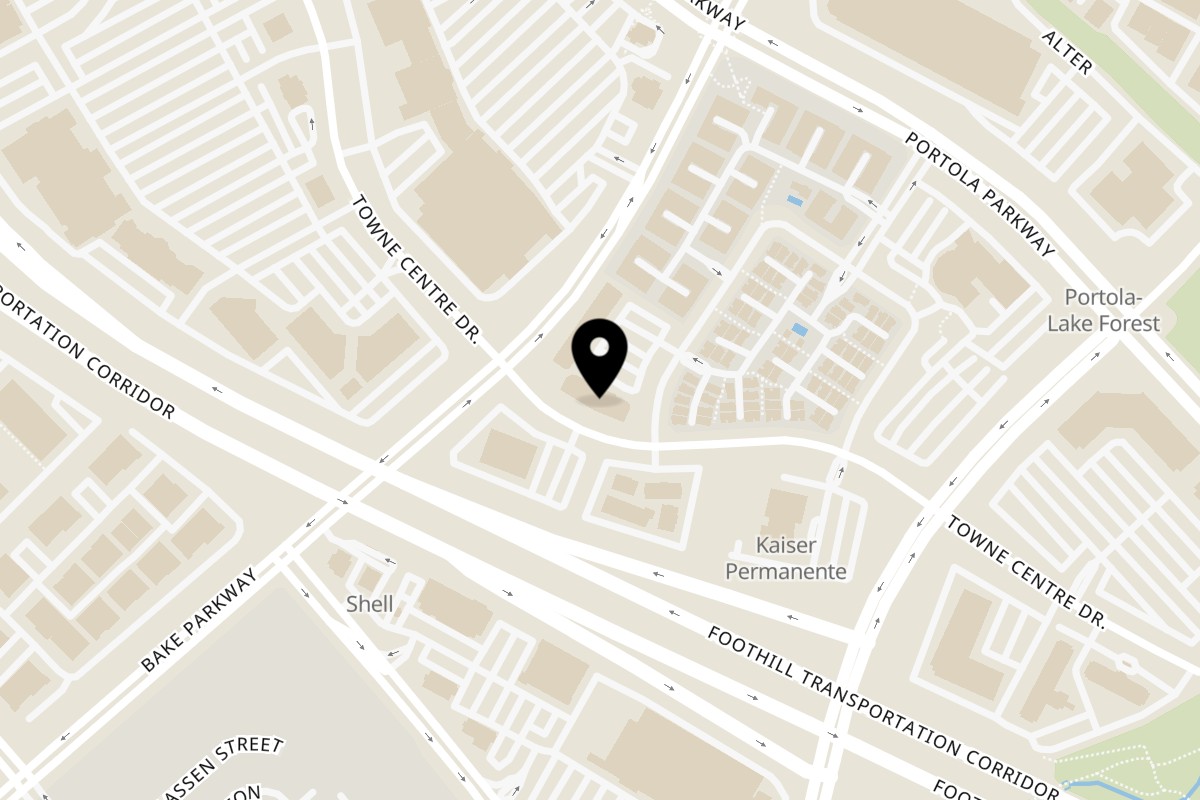 Map showing the location of Mustard Cafe & Grill Foothill Ranch on 41 Auto Center Dr Ste 103 in Lake Forest